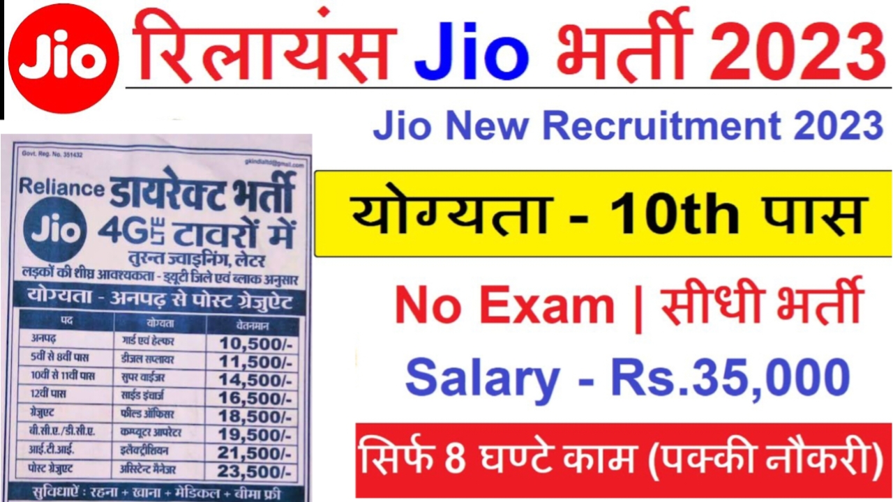 Reliance Jio Vacancy 2023